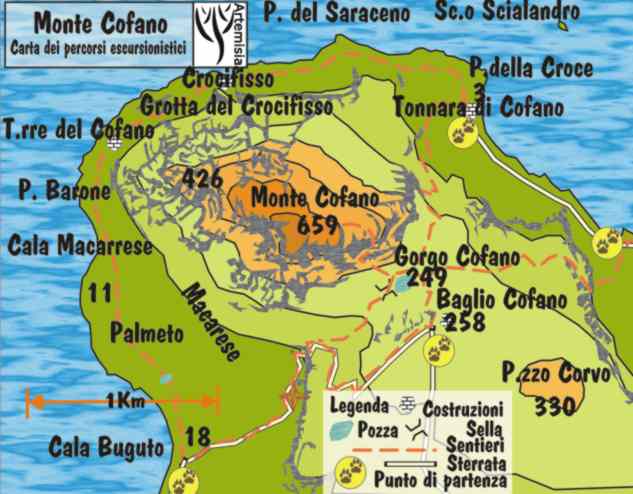 carta escursionistica del monte cofano
