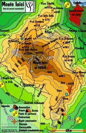 carta escursionistica di Monte Inici